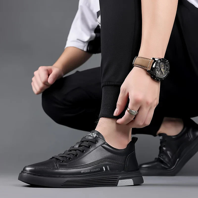 Baskets plates sport décontractées - Cuir véritable
