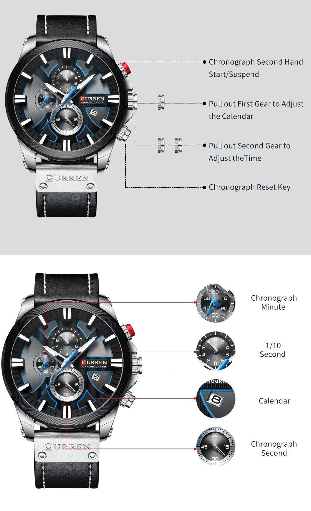 Montre homme décontractée Chronograph - Elegante